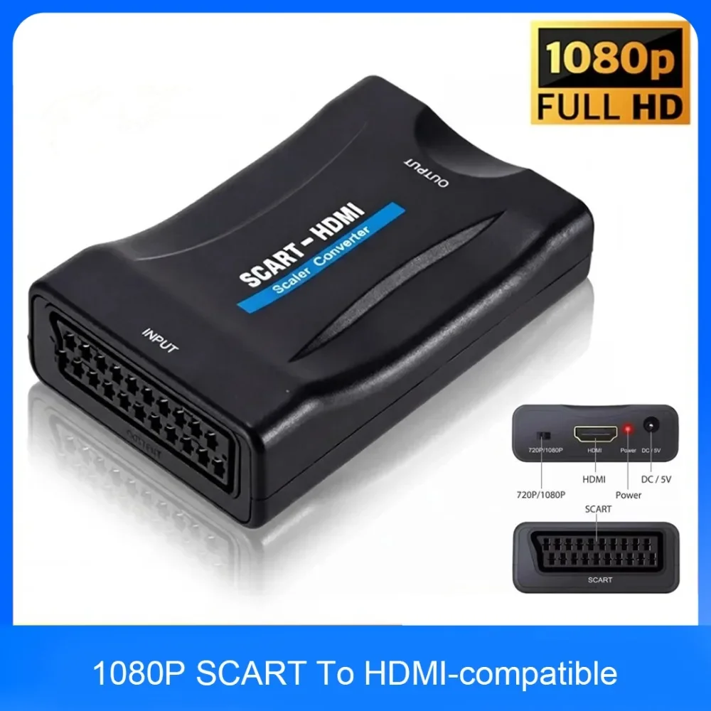 Scart To Hdmi - Adapter konwerter SCART na HDMI, obsługujący