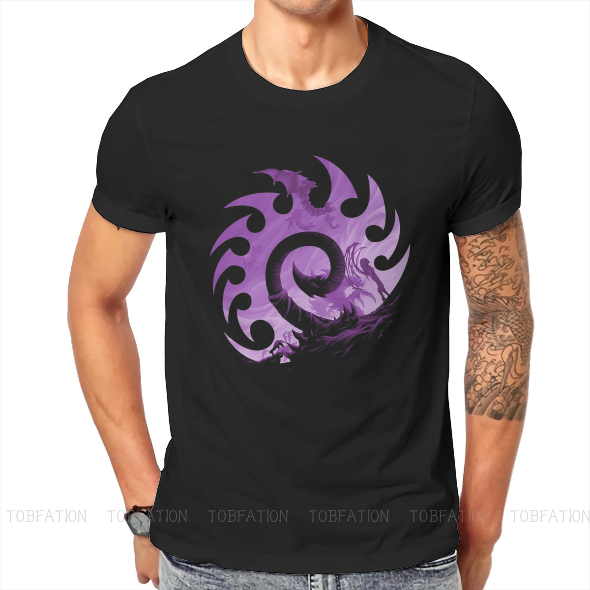 Retro Gaming T Shirt - StarCraft wojskowa nauka gra ARCHI znak